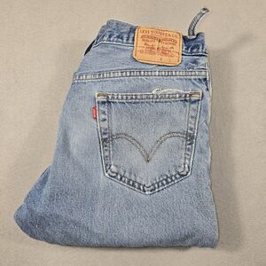 Levi's 517 Boot Cut Men's Jeans Size 36x28 Slim Thigh Distressed Blue Denim